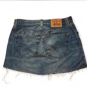 Levi's 501 Distressed Dark Blue Denim Mini Skirt